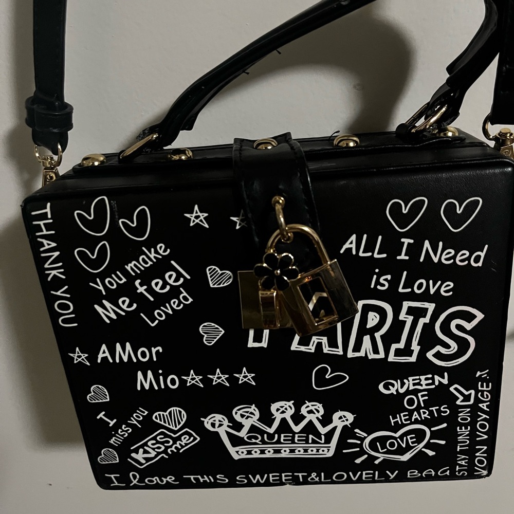 Black Graphic Handbag